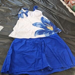 Blue and White Floral Bikini Set